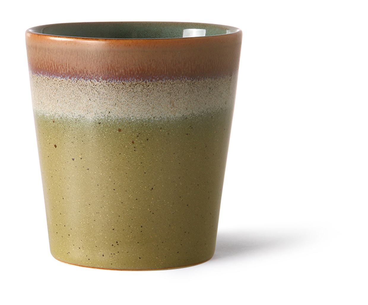 70s ceramics: coffee mugs, spring greens (set of 4)