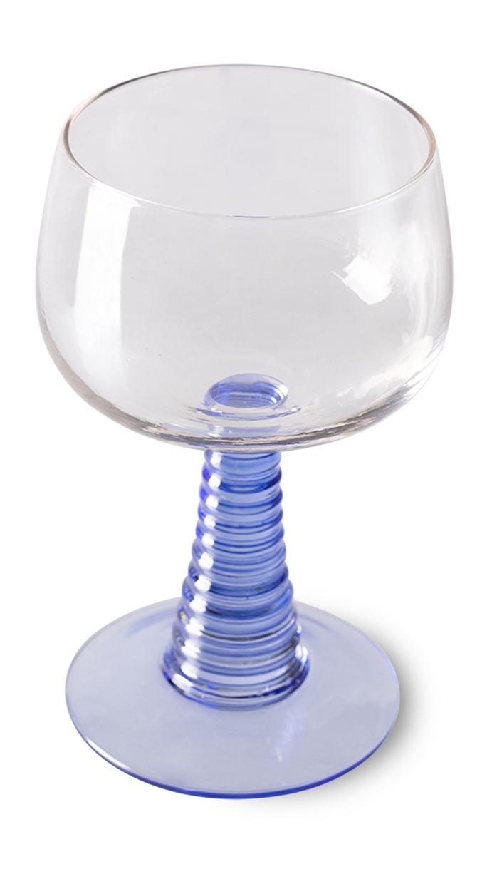 Swirl wine glass high, blue