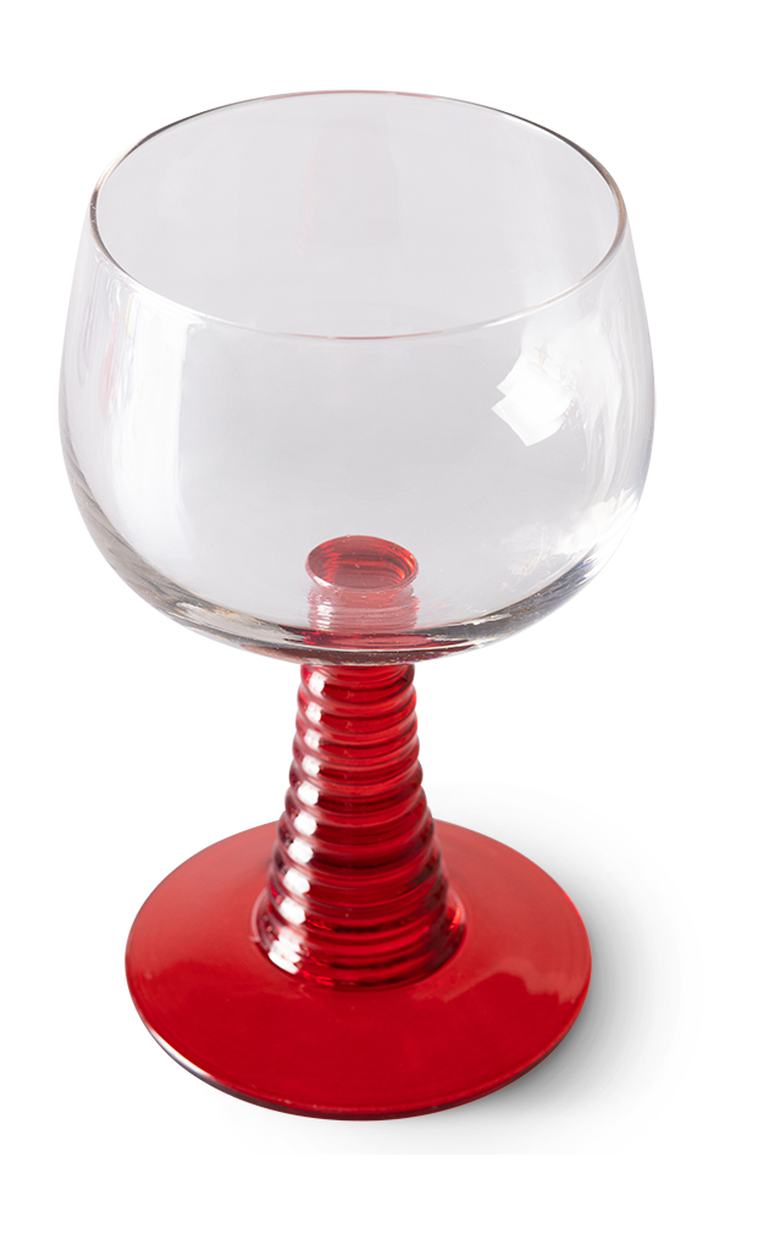 Swirl wine glass high, red
