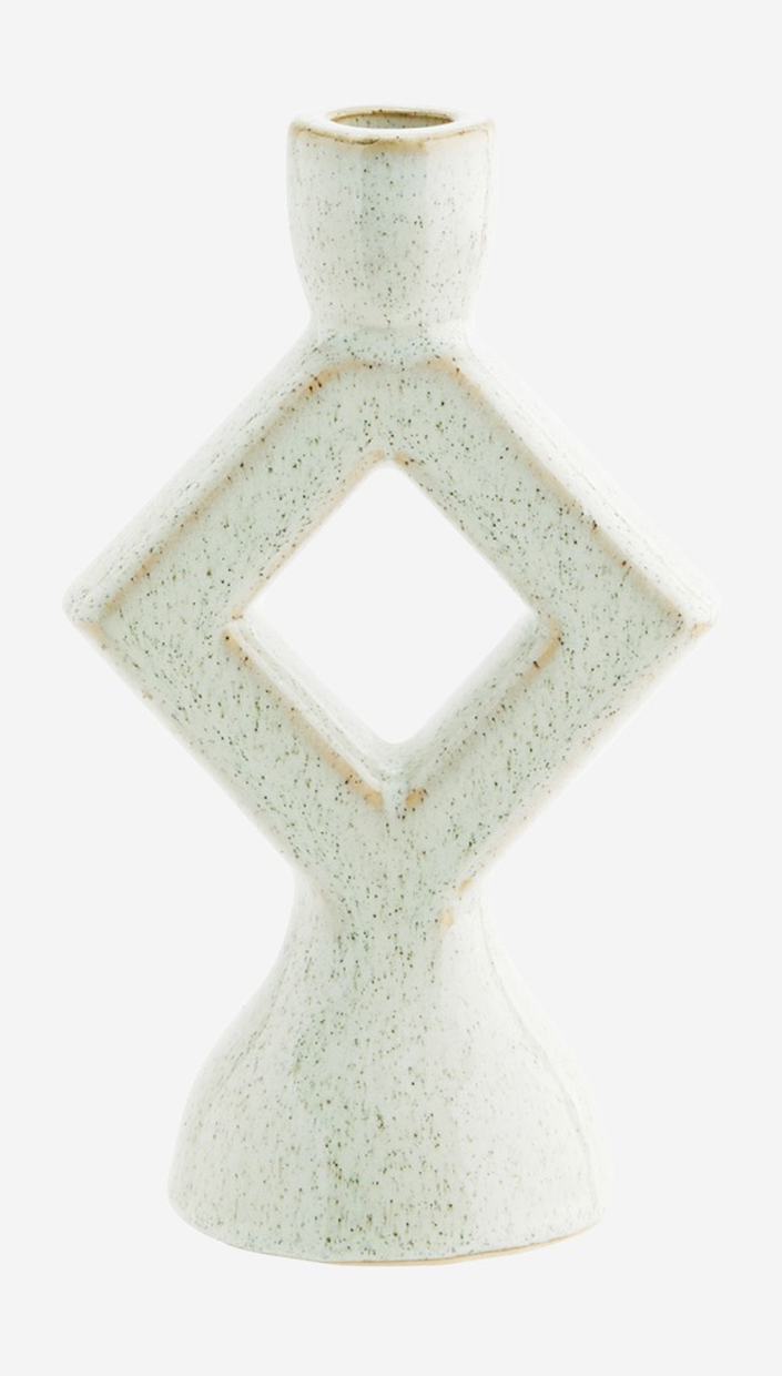 Candleholder Stoneware Cream Speckled h20,5 cm