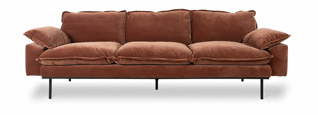 Retro sofa: 4-seats, royal velvet, magnolia