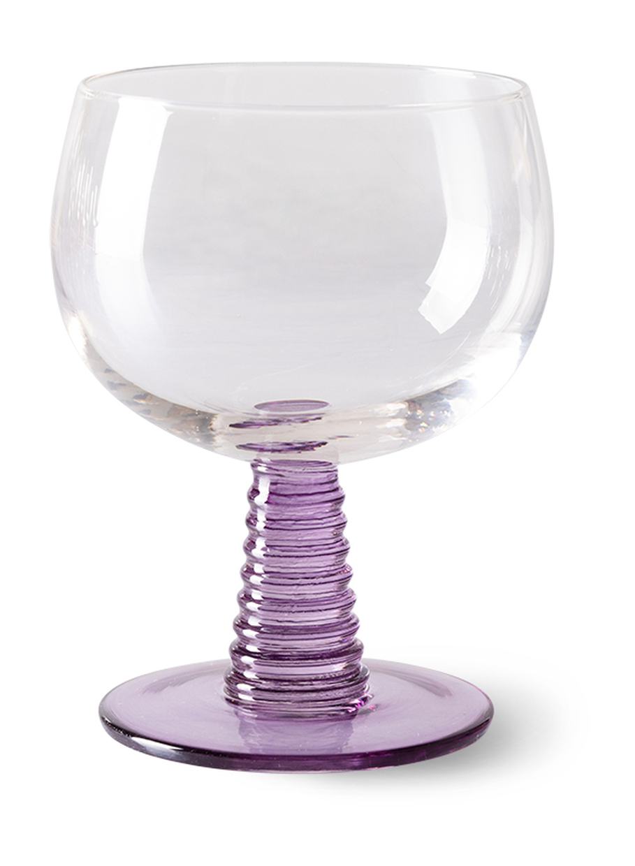 Swirl wine glass low, purple
