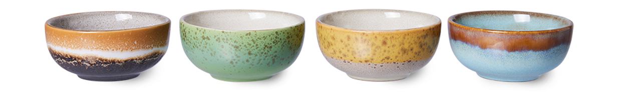 70s ceramics: XS bowls, castor (set of 4)