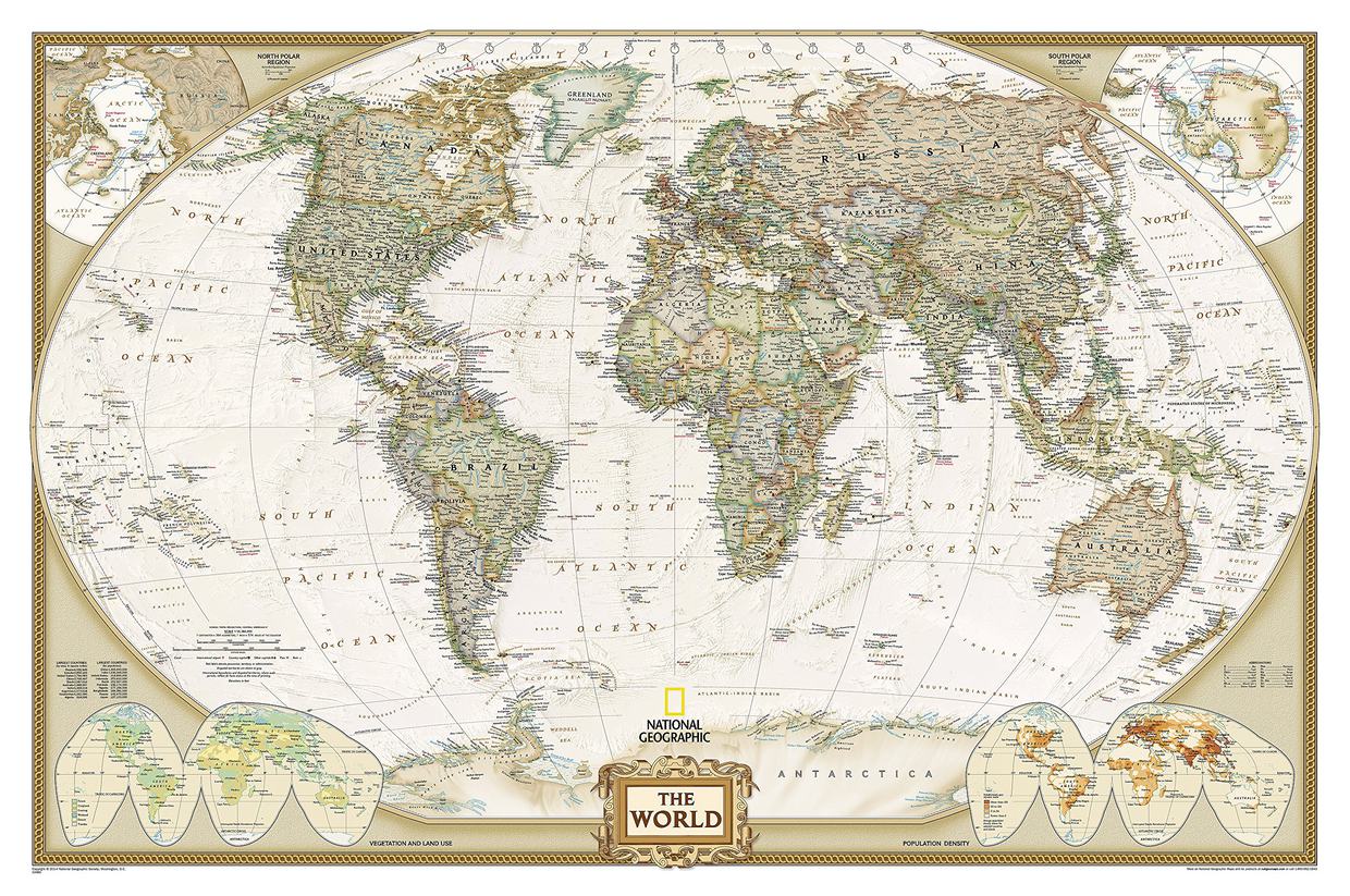Prikbord Wereldkaart (29PR) politiek, 296 x 193 cm | National Geograph