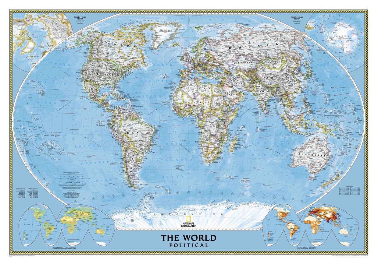 Magneetbord - Wereldkaart 82PM politiek, 110 x 77 cm | National Geogra