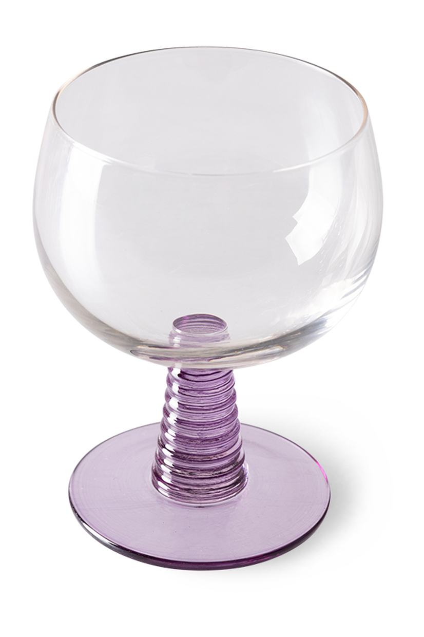 Swirl wine glass low, purple